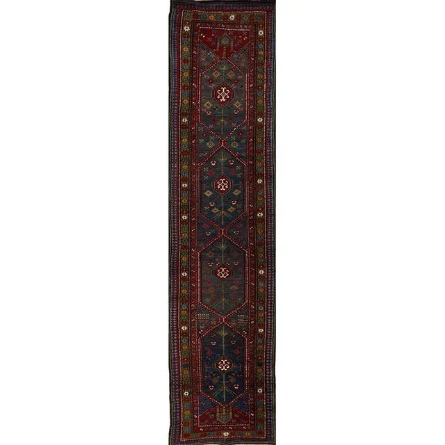 Navy Blue 1920s Persian Sarab Runner Rug 3’2″ X 14’9″ For Sale - Image 8 of 8
