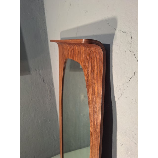 Brown Mirror in Curved Wood by Campo e Graffi, 1960s For Sale - Image 8 of 8