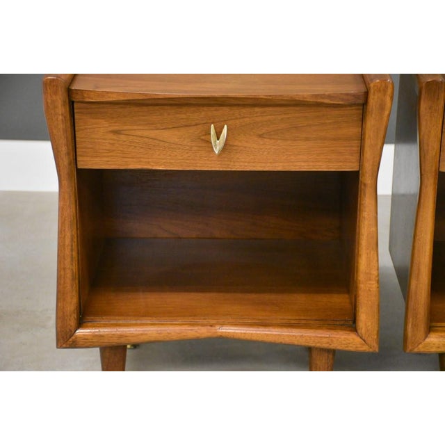 1960s Walnut Nightstands by Kent Coffey the Sharon - A Pair For Sale - Image 9 of 10