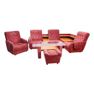 Vintage Living Room Set, Czechoslovakia, 1980s, Set of 5 For Sale