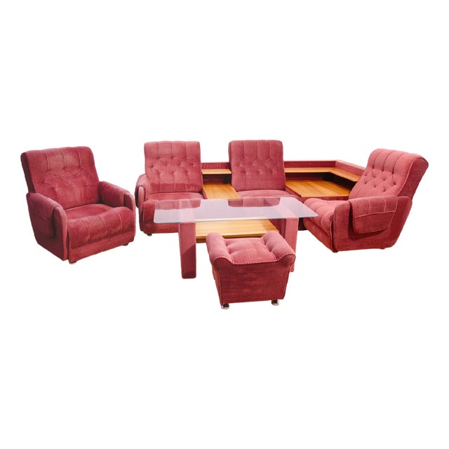 Vintage Living Room Set, Czechoslovakia, 1980s, Set of 5 For Sale