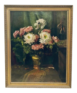 Mid 20th Century Dutch Floral Still Life Oil Painting, Framed