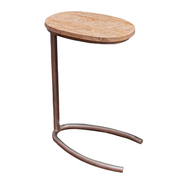 Metal Narrow Marble Top Side Table from Forzini For Sale - Image 7 of 8