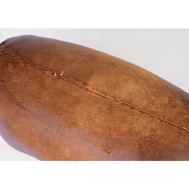 Animal Skin VIntage Dimitri Omersa for Abercrombie & Fitch Leather Pig Footstool For Sale - Image 7 of 13