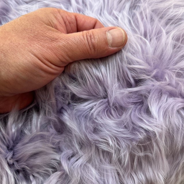 Light Purple Alpaca Pillow Suede Back For Sale - Image 4 of 7