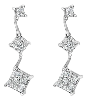 14K White Gold 1 cttw Princess Cut Diamond Earrings (G-H, VS1-VS2)