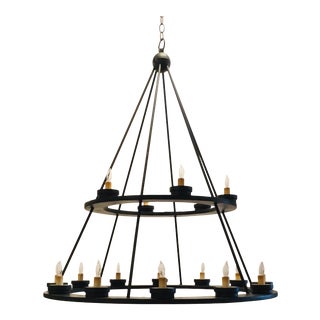 Currey & Co. Industrial Modern Black Darden Chandelier For Sale
