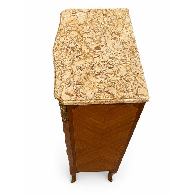 Brown Louis XV Style Chest of Drawers in Veneer and Marquetry, 1890s For Sale - Image 8 of 10