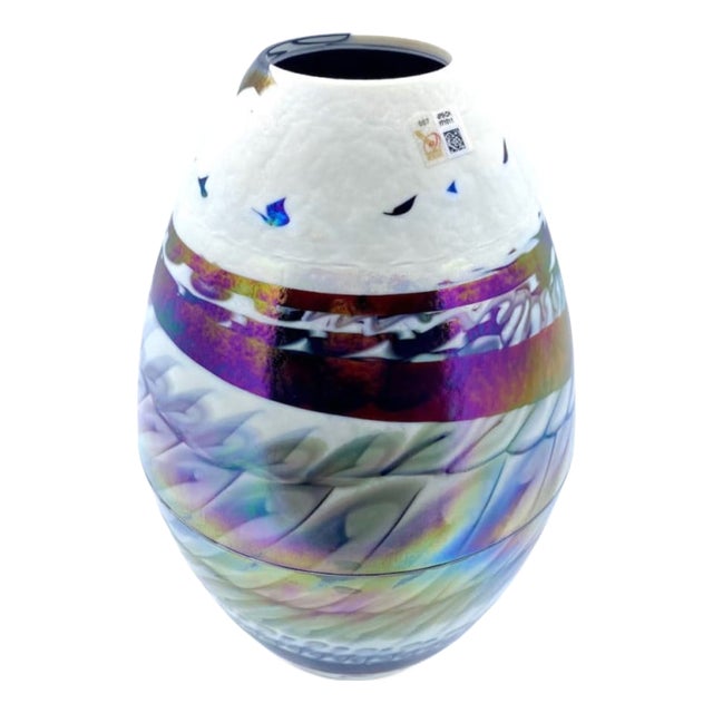Oval Vase with Mother of Pearl Effect in Murano Glass by Yourmurano For Sale