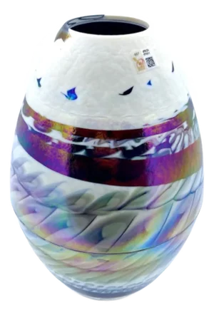 Oval Vase with Mother of Pearl Effect in Murano Glass by Yourmurano