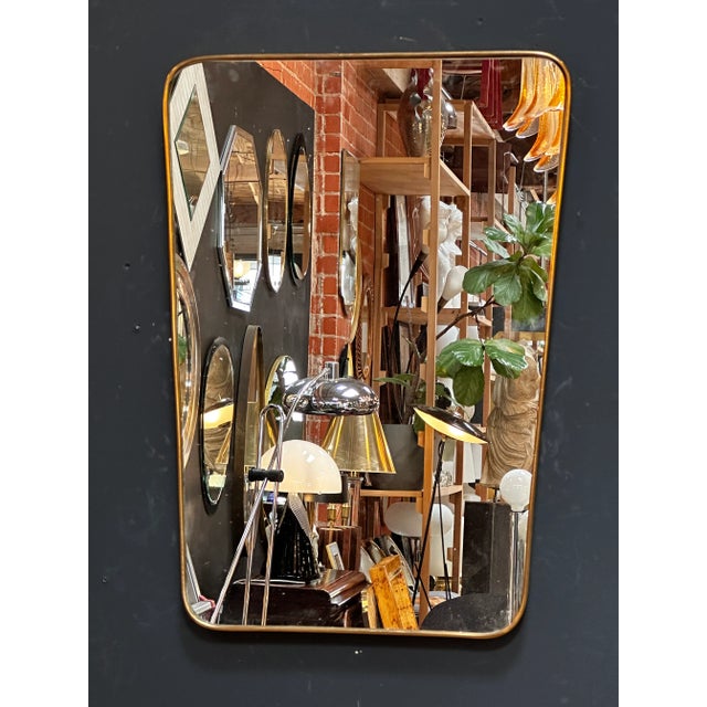 1980s Vintage Italian Rectangular Brass Wall Mirror 1980s For Sale - Image 5 of 9