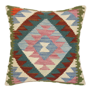 Geometric Turkish Caron Hand Woven Kilim Throw Pillow