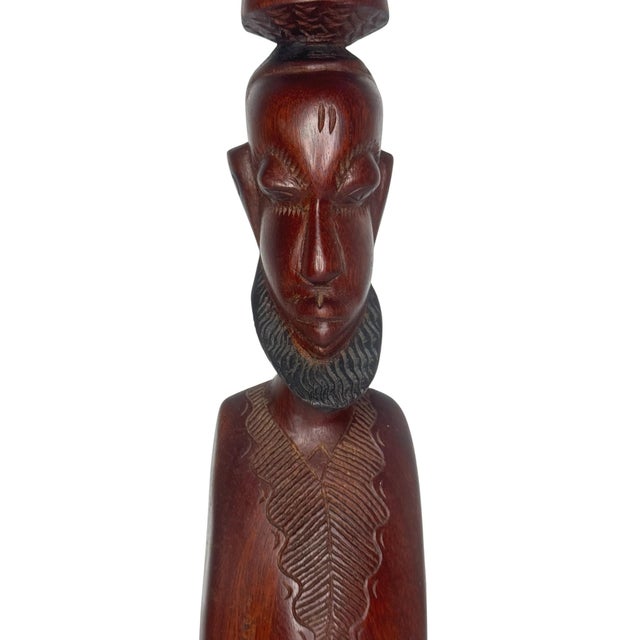 1960s Makonde Carved Hardwood Elder Figure Tanzania Mozambique Conical Hat African Art For Sale - Image 5 of 7