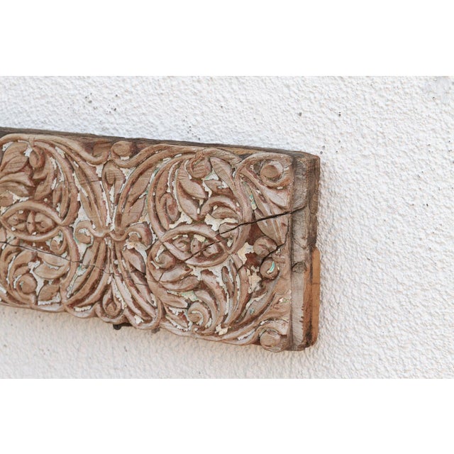 Whitewashed Floral Scrolled Indian Carving For Sale - Image 4 of 7
