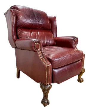 Napoleon III Style Leather Wingback Recliner Library Armchair