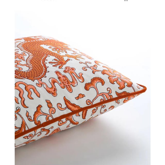 Chinese Orange Dragon Chinese Style Pillow 19 Inch Single For Sale - Image 3 of 4