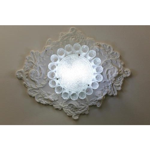 1960s Mid-Century Modern Round Ice Glass Tubes Chandelier attributed to Doria, 1960s For Sale - Image 5 of 18