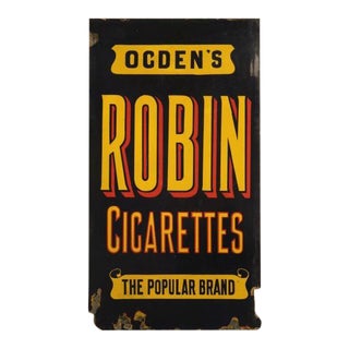 Vintage English Enamel Cigarette Advertisement For Sale
