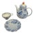 Vintage Blue-and-White Ceramic Tea Set With Bird Motif - 3 pcs For Sale