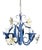 French Blue and White Tole Floral Cage 4-Light Chandelier, 1970s For Sale
