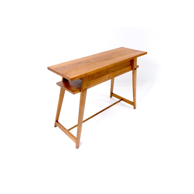 Wood Vintage French Console Table in Oak, 1950s For Sale - Image 7 of 18