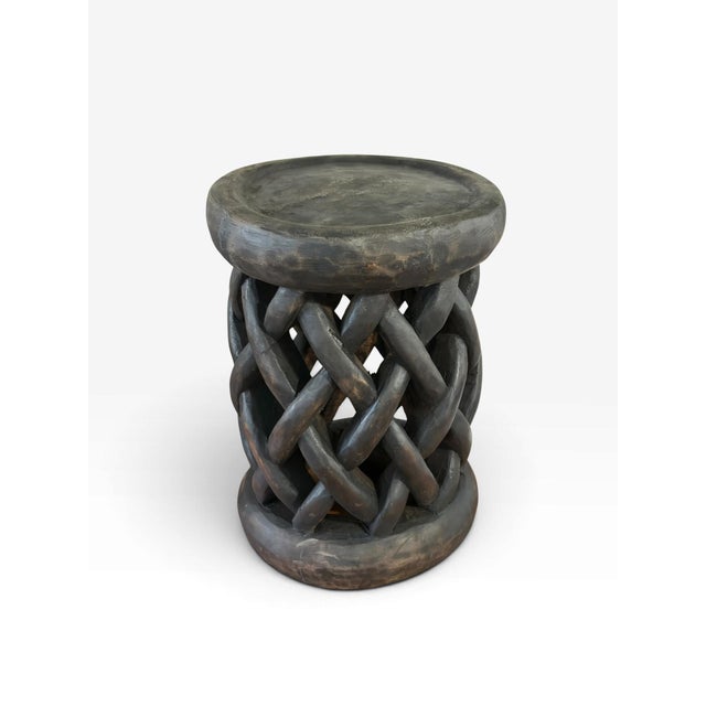 African Vintage Tribal Nobility Bamileke Braided Stool/Table Cameroon 16" H For Sale - Image 3 of 9