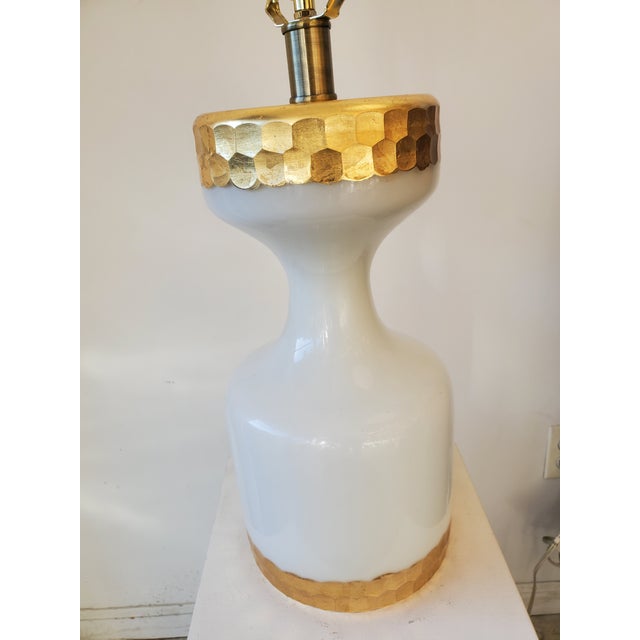 Late 20th Century Late 20th Century Milk White and Gold Table Lamp For Sale - Image 5 of 10