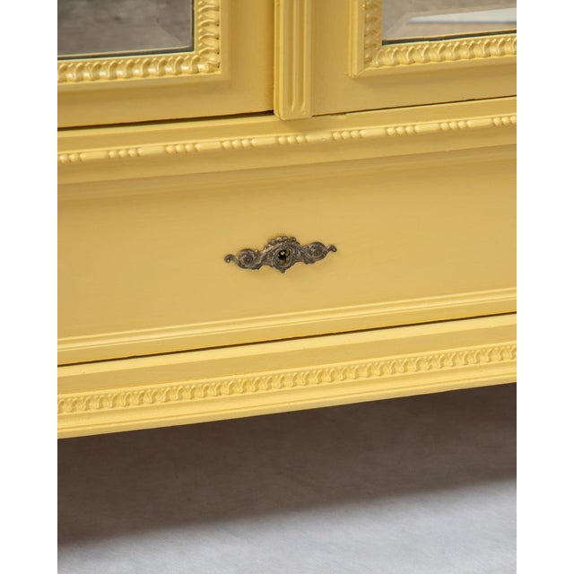 Louis XVI Yellow Painted Mirror Door Armoire For Sale - Image 13 of 14