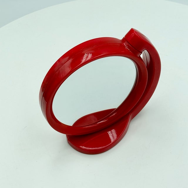 Space Age Red Rotating Vanity Mirror, 1970s For Sale - Image 11 of 12
