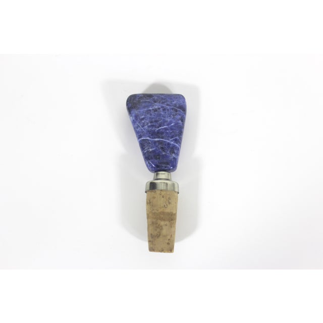 Vintage Semiprecious Stone Bottle Stopper Sodalite Blue Wine Cork For Sale - Image 10 of 10