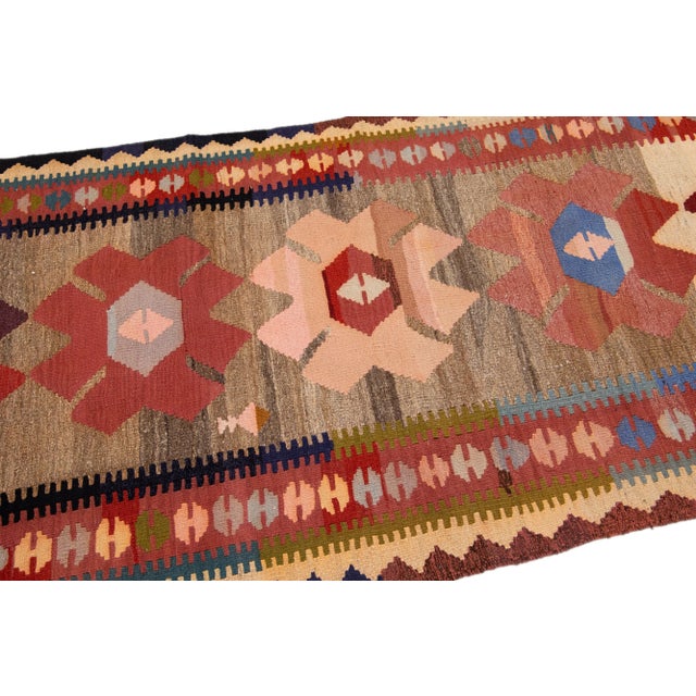 Tribal Mid-20th Century Turkish Kilim Multicolor Handmade Tribal Wool Rug For Sale - Image 3 of 8