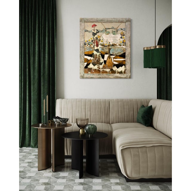Andrea Stella "The Cart of Imagination" Gold Leaf Oil Mixed Media Painting, Figurative, Italian Contemporary Art, 2010 For Sale In Monterey, CA - Image 6 of 8