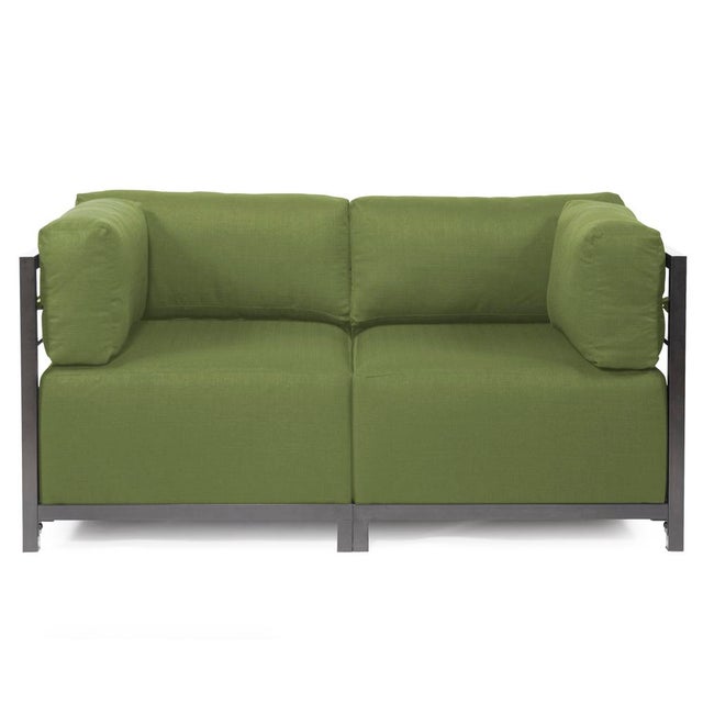 Kenneth Ludwig Chicago Axis Corner Chair Seascape Moss Titanium Frame For Sale - Image 4 of 7