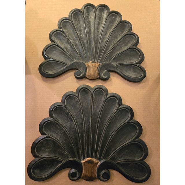 Mid-Century Modern Pair of Vintage House Parts Wood Carved Garden Plaques With Distressed Finish For Sale - Image 3 of 6