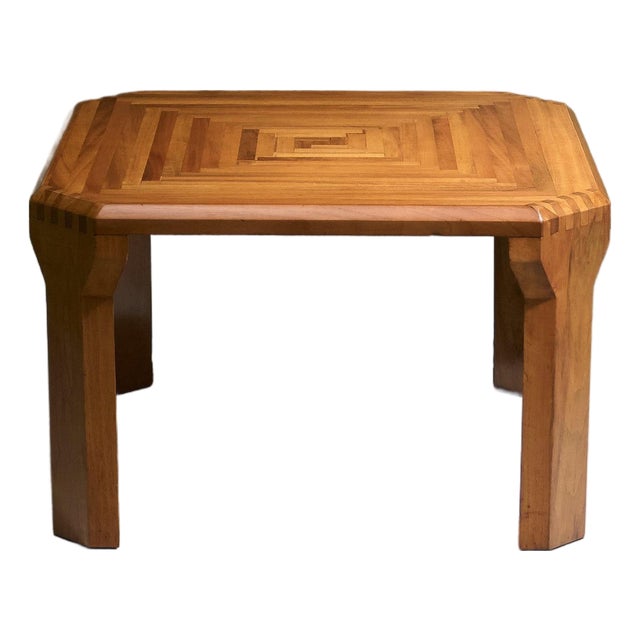 Coffee Table in Italian Walnut with Geometric Inlayed Pattern For Sale