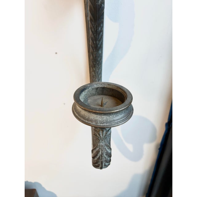 Vintage Cast Metal Wall Sconces, Gothic Revival Style For Sale - Image 9 of 10