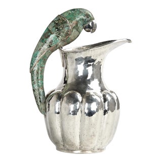 Vintage Silver Plate Pitcher With Parrot Handle For Sale