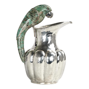 Vintage Silver Plate Pitcher With Parrot Handle