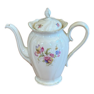 1940's Elfenbein Rosenthal Kronach Viktoria Lombul Gold Trim German Porcelain Large Coffee / Tea Pot Pitcher