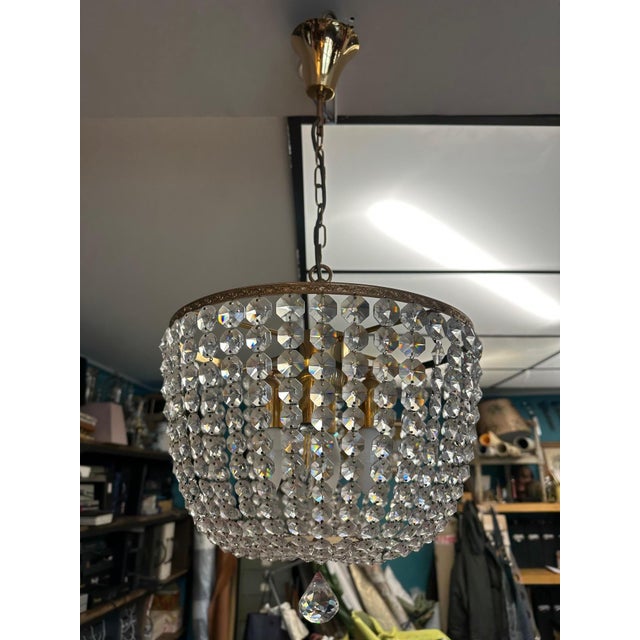 Mid-Century Crystal Chandelier, 1950s For Sale - Image 9 of 13