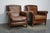 Industrial Vintage Dutch Cognac Leather Club Chairs, Set of 2 For Sale - Image 3 of 18
