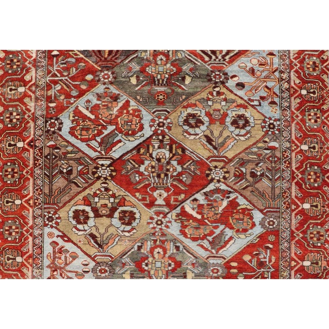 Antique Persian Bakhitari Colorful Rug in All-Over Diamond Garden Design 5'0 X 8'0 For Sale In Atlanta - Image 6 of 12