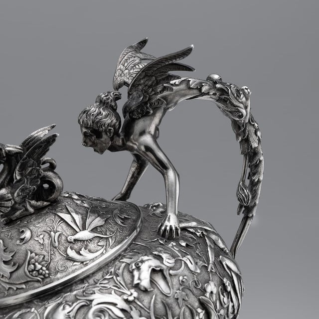 Antique Italian Silver Three Piece Tea Set by G.Accarisi, 1890, Set of 3 For Sale - Image 12 of 18