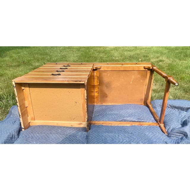 1970s Compact Solid Hardwood Writing Desk by Ethan Allen – Warm Minimalist Silhouette For Sale - Image 13 of 16