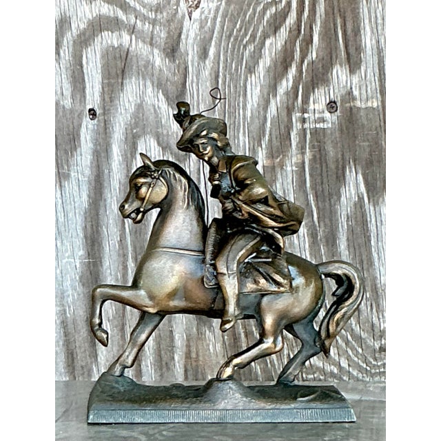 Vintage Regency Brass Rider on Horseback For Sale - Image 4 of 10
