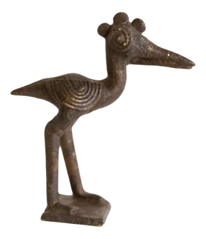 Vintage African Dark Bronze Crowned Stork