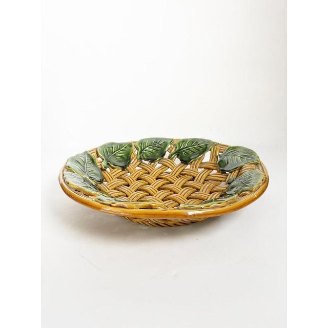 Yellow and Green Ceramic Bread Basket, France, 1950s For Sale - Image 3 of 14