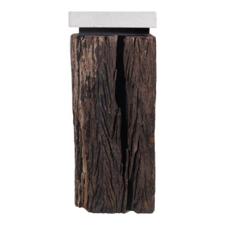 Late 20th Century Tall Dutch Canal Post in Weathered Iron Wood For Sale