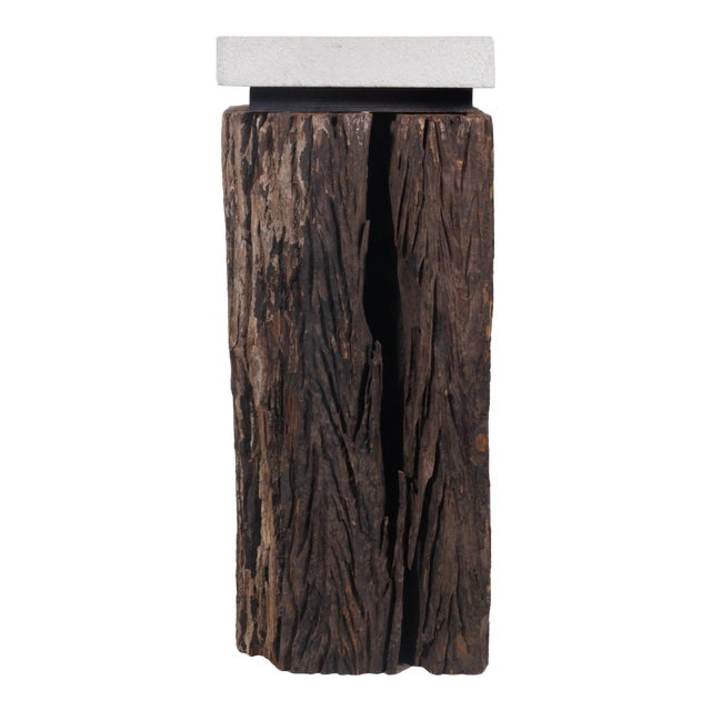 Late 20th Century Tall Dutch Canal Post in Weathered Iron Wood For Sale