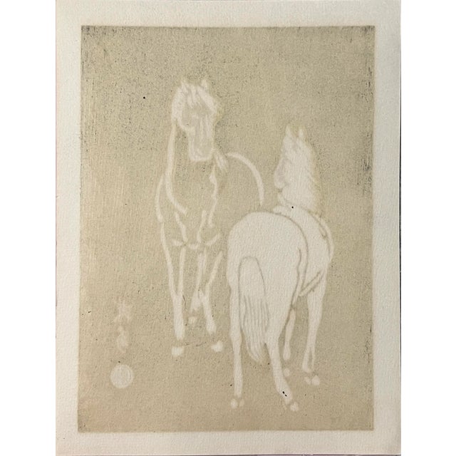 Horses, White on Black' Wood Block Print From Set Of Six Artist: Sonan Noda, Carver Matsuda, Printer Nagae. Publisher...